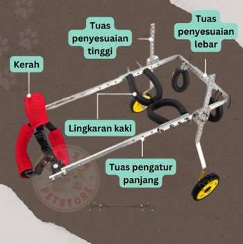 kursi roda untuk kucing 2 roda